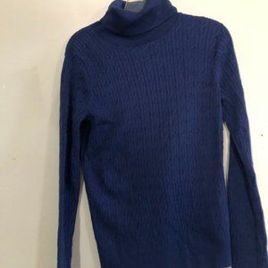 Talbots Pima Cotton Petites Size P Teal Cable Knit